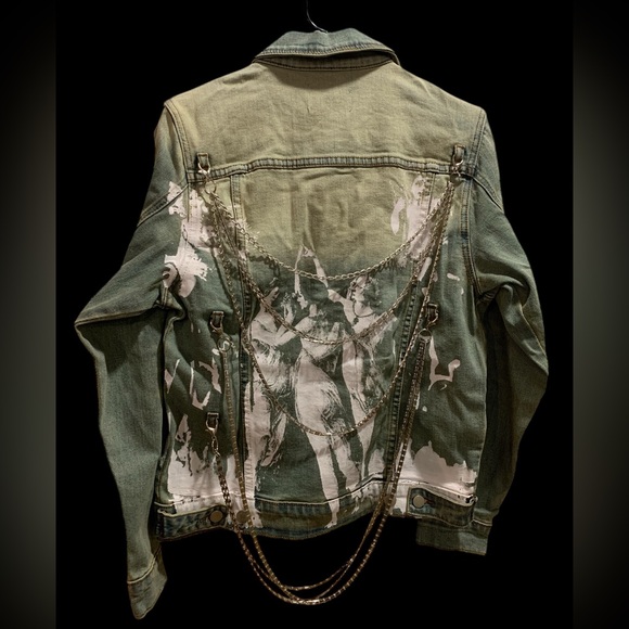 LIFTED ANCHORS CHAIN Y2K Style JEAN JACKET SIZE Small — Read Description - Picture 2 of 8